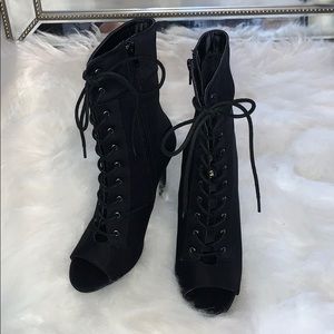 Black lace up heels